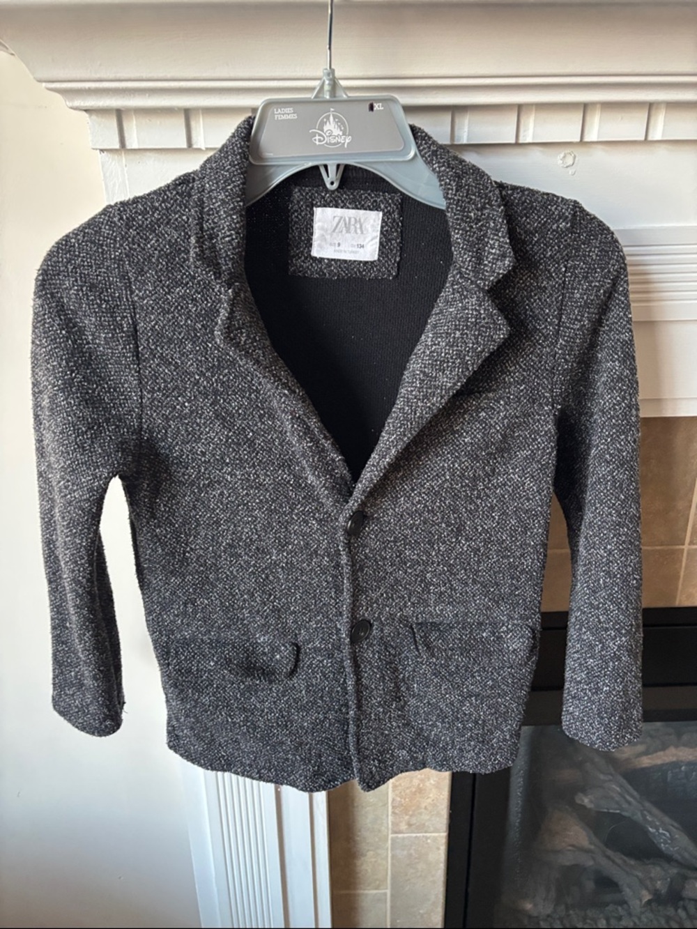 Boys Zara Charcoal Gray Textured Knit Blazer Size 9